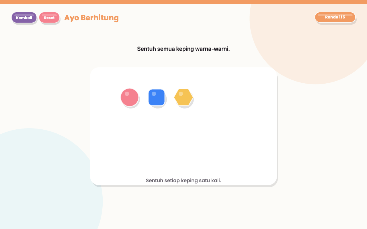 Tampilan Ayo Berhitung dengan benda warna-warni.